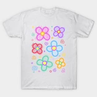 Crayon Flowers T-Shirt